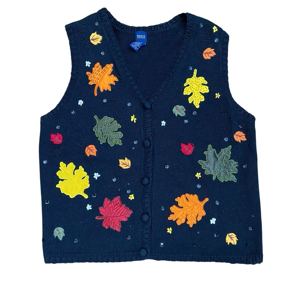 Vintage Basic Editions Fall Themed Sweater Vest U… - image 1